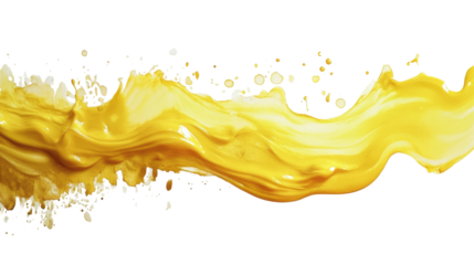Yellow Watercolor Paint Brush Stroke on transparent background