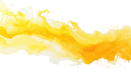 Yellow Watercolor Paint Brush Stroke on transparent background