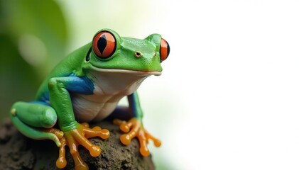 Green tree frog perched on white, vibrant colors , macro, amphibian, creature
