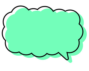 シンプルな線がずれた吹き出し　細長い雲形