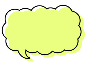 シンプルな線がずれた吹き出し　細長い雲形