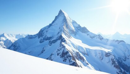 Obraz premium Snow covered mountain peak, bright white backdrop , adventure, wildlife, ice