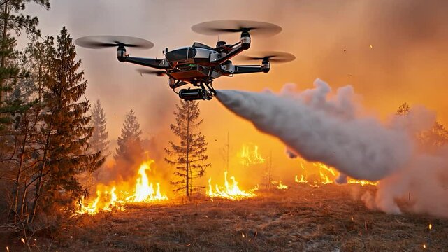 Drone firefighting in forest fire