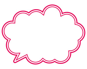 シンプルなカラー線の吹き出し　丸みのある雲形