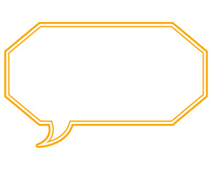 シンプルなカラー線の吹き出し　細長い八角形