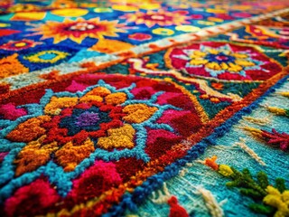 Obraz premium Artistic Spray Painted Rug with Textured Pattern - Candid Home Decor Photography