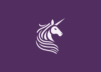 Unicorn line art logo for fantasy, magic, or elegant brand identity.