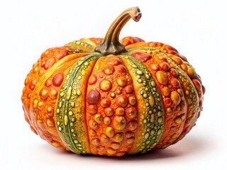 Autumn Gourd with Intricate Pattern: Unique Fall Harvest Texture Stock Photo