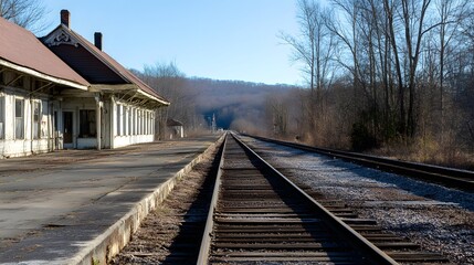 Fototapeta premium Abandoned train station and tracks