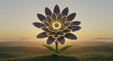 Solar Flower Blooming with Renewable Energy