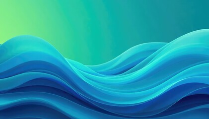 Fototapeta premium Abstract wavy lines, flowing curves in calming blues and greens , dynamic, color, lines