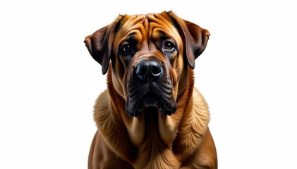 Obraz premium Imposing mastiff, head and shoulders, pure white backdrop, majestic, pet, strong
