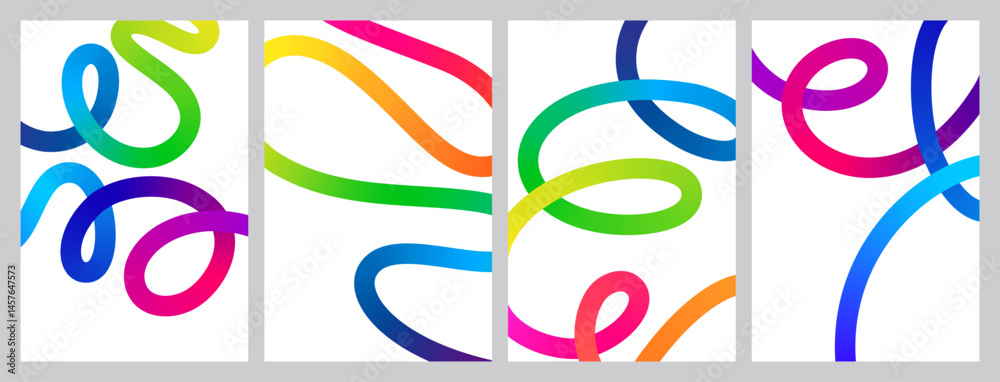 Poster Abstract 3D Color Lines Pattern. Vector Background with Rainbow Gradient Ribbon Waves