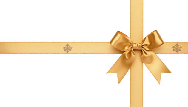 Elegant Gold Ribbon Bow on a Light Background for Gift Wrapping