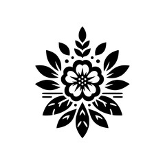 Elegant Black & White Floral Motif, Minimalist Design