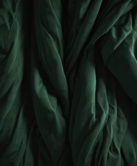 Luxurious dark green velvet, three-dimensional texture, extravagant folds , textured background, shadow, velvet
