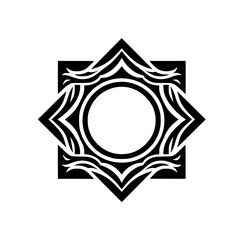 Abstract Geometric Star Mandala Design in Black and White