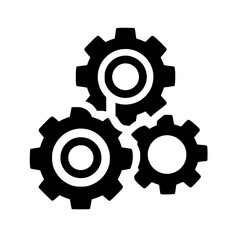Interconnected Gears Icon: Black & White Vector Illustration