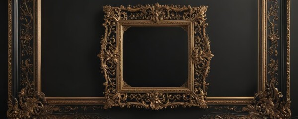 Black & gold ornate frame, shimmering accents,  luxury,  damask,  design