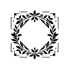 Elegant Black & White Floral Frame, Minimalist Design