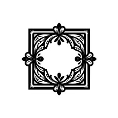 Elegant Black and White Floral Frame Design, Square Composition