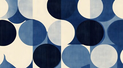 Abstract geometric pattern of overlapping circles and shapes.