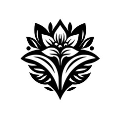 Black and White Floral Design Element: Elegant, Minimalist, Decorative
