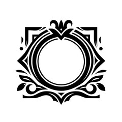 Elegant Black and White Ornamental Frame for Invitations, Logos, Design Elements
