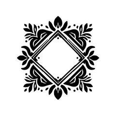 Geometric Floral Frame, Elegant Black and White Design