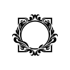 Elegant Black & White Ornamental Frame Design, Flourishes, Vector