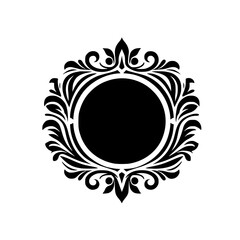 Elegant Black and White Floral Crest Design - Blank Space for Text or Logos