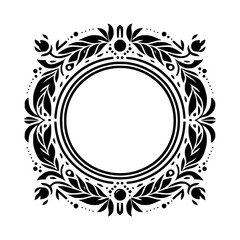 Elegant Black & White Floral Frame - Decorative Element