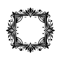Elegant Black & White Floral Frame Design for Invitation Cards