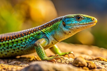 Obraz premium Chalcides Ocellatus Lizard - Close-up of Mediterranean Skink in Natural Habitat