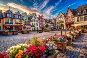 Charming Houses on Historic Market Square - High-Resolution Stock Photo