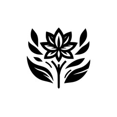 Minimalist Floral Emblem in Black and White