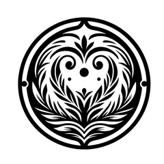 Ornate Black and White Floral Medallion Design