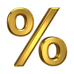 Golden Percent Symbol for Discounts, Promotions, and Financial Themes