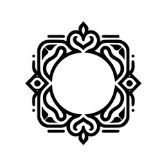 Elegant Black & White Circular Frame: Ornamental Design Element for Branding