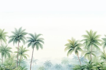 Fototapeta premium Painting of coconut trees landscape nature outdoors.