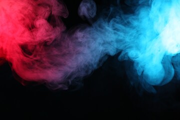 Beautiful smoke in neon lights on dark background