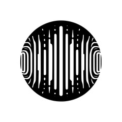 Abstract Black and White Circle Design with Vertical Lines & Dotted Accents