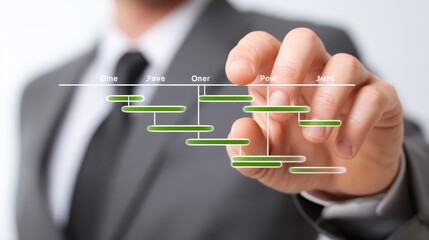 Businessman drawing flow diagram, visualizing workflow for strategic project management and business process optimization