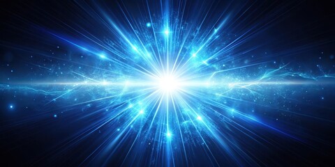 Fototapeta premium Electric light burst on dark canvas, electric spark, bright blue light