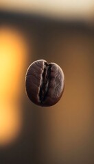 close up of a coffee bean with a blurry background
