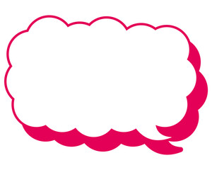 シンプルなカラー線の吹き出し　細長い雲形