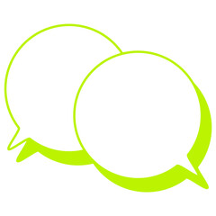 シンプルなカラー線の吹き出し　重なる会話