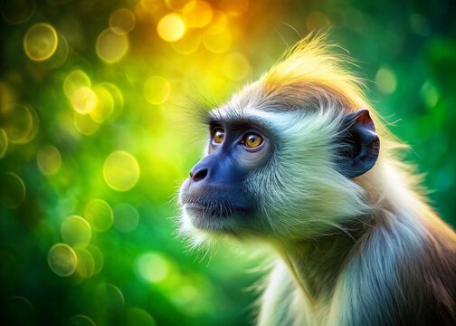 Common Langur Monkey Double Exposure Nature Wildlife Portrait
