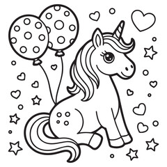 Free vector cute coloring book with unicorn -unicorn love coloring pages 