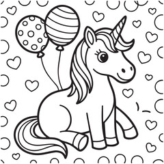 Free vector cute coloring book with unicorn -unicorn love coloring pages 